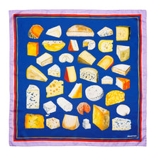Load image into Gallery viewer, Cheese Lovers Silk Scarf | Blue