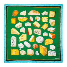 Load image into Gallery viewer, Cheese Lovers Silk Scarf | Green