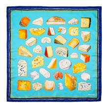 Load image into Gallery viewer, Cheese Lovers Silk Scarf | Turquoise