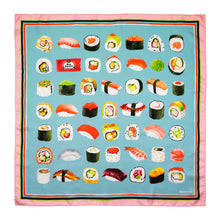Load image into Gallery viewer, Sushi Lovers Silk Scarf | Blue
