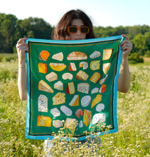 Load image into Gallery viewer, Cheese Lovers Silk Scarf | Green