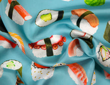 Load image into Gallery viewer, Sushi Lovers Silk Scarf | Blue