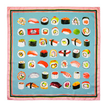 Load image into Gallery viewer, Sushi Lovers Silk Scarf | Blue
