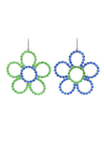 Load image into Gallery viewer, Glam Daisy Mismatched Earrings | Blue and Green
