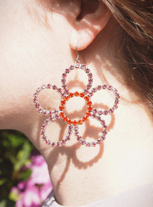Glam Daisy Mismatched Earrings | Orange and Pink
